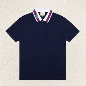 Gucci Color Block Polo Shirt (Navy)